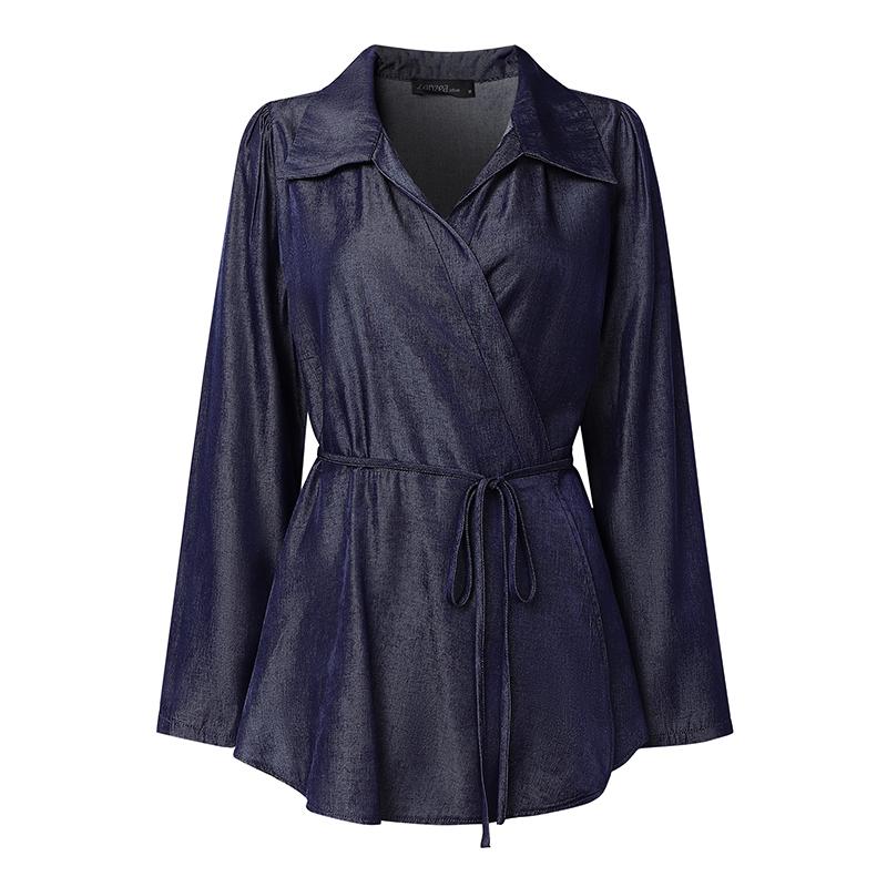 ZANZEA Women Turn Down Collar Loose Casual Long Sleeve Blouse