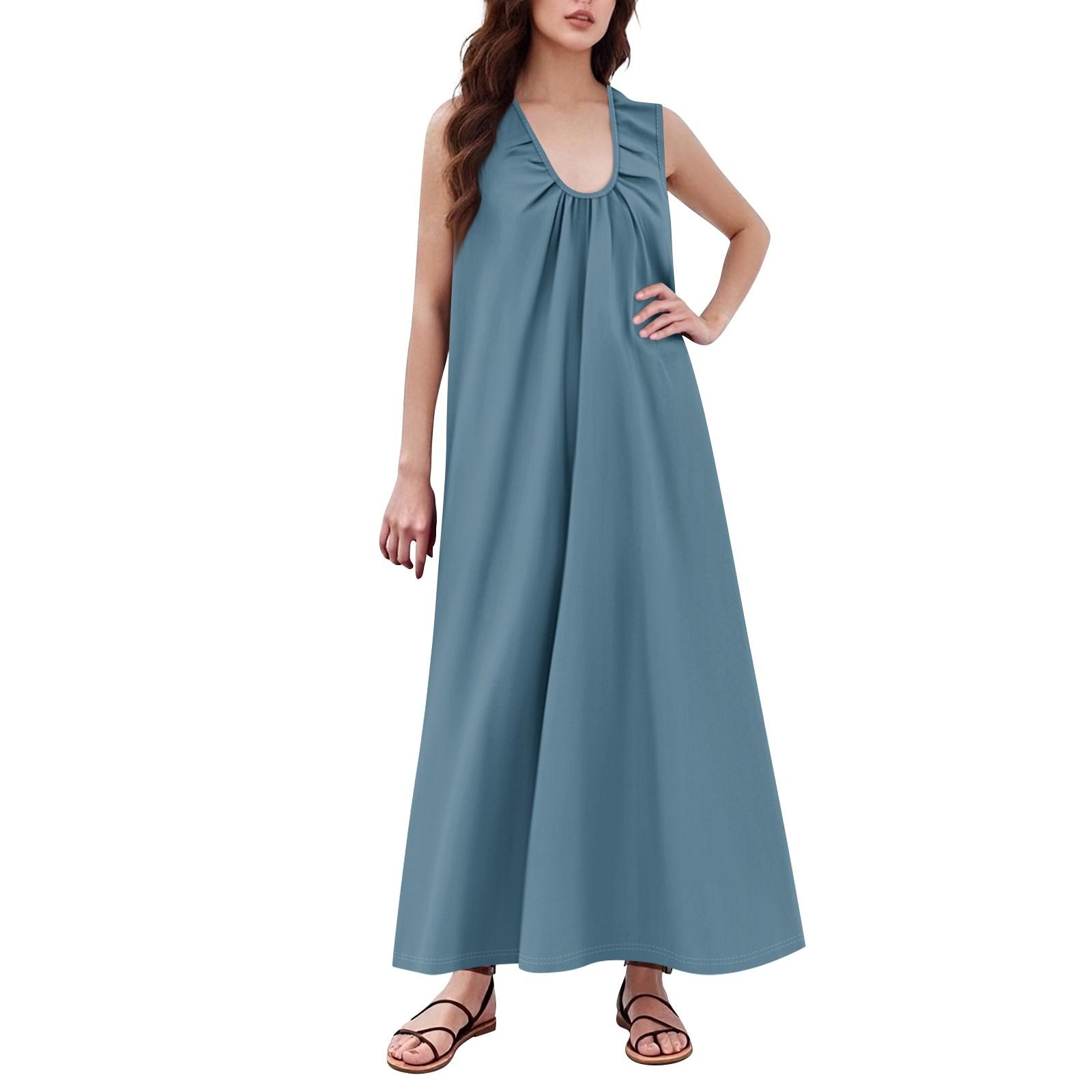 

Женская повседневная свободная длинная юбка А-силуэта с большим подолом XL синий