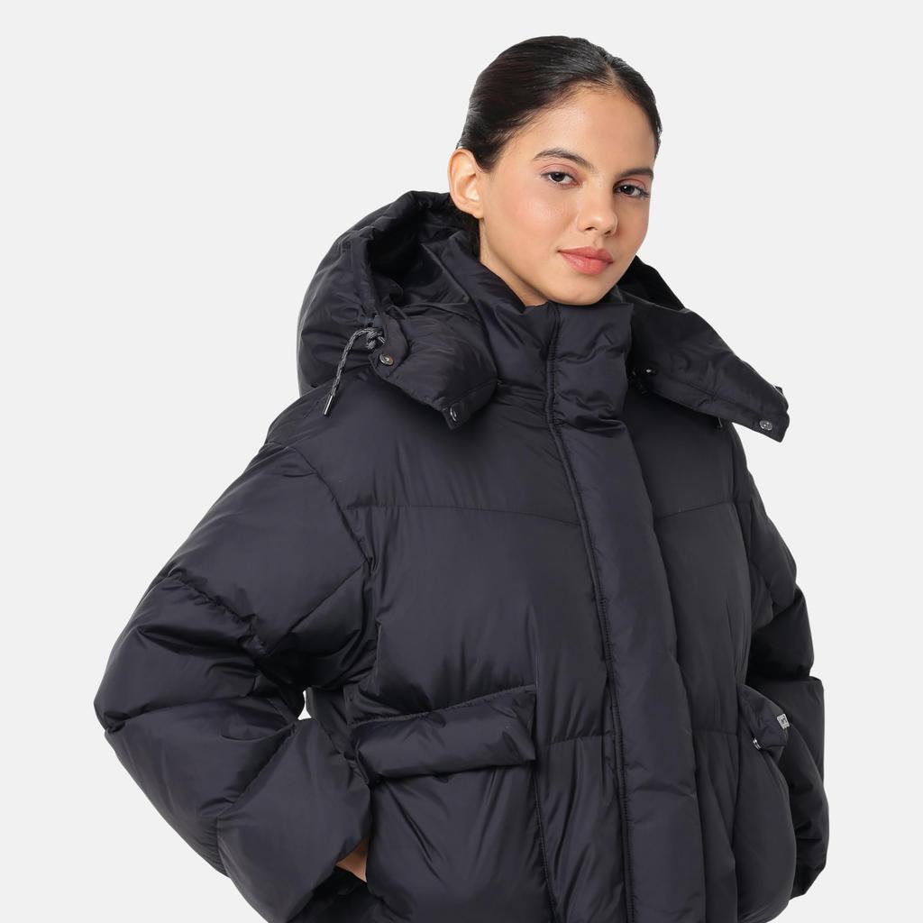 Levi's Puffer Jacket WESTERN Insulated Puffer Detachable Hood Bubble Short Jacket Women's A8527-0003 US M