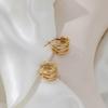 JOOLIM High End 18K Gold Plated Three Circle Multi-layer Hoop Earrings Stainless Steel Jewelry for Women