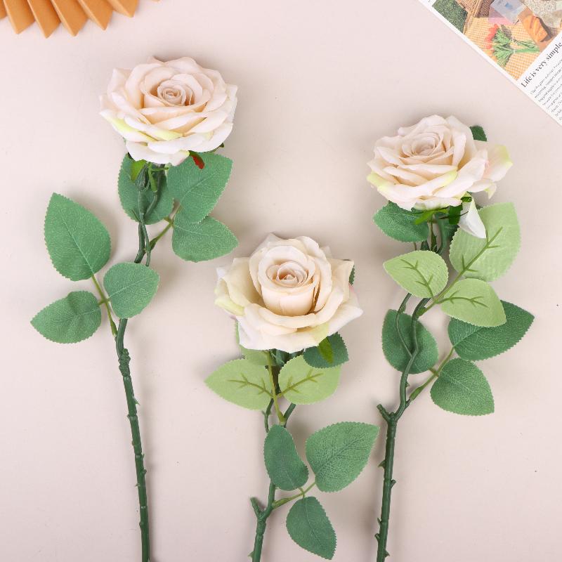 3Pcs Artificial Rose Flower Single Stem Fake Rose For Proposal Wedding Bouquet Home Party Table Centerpiece Decoration