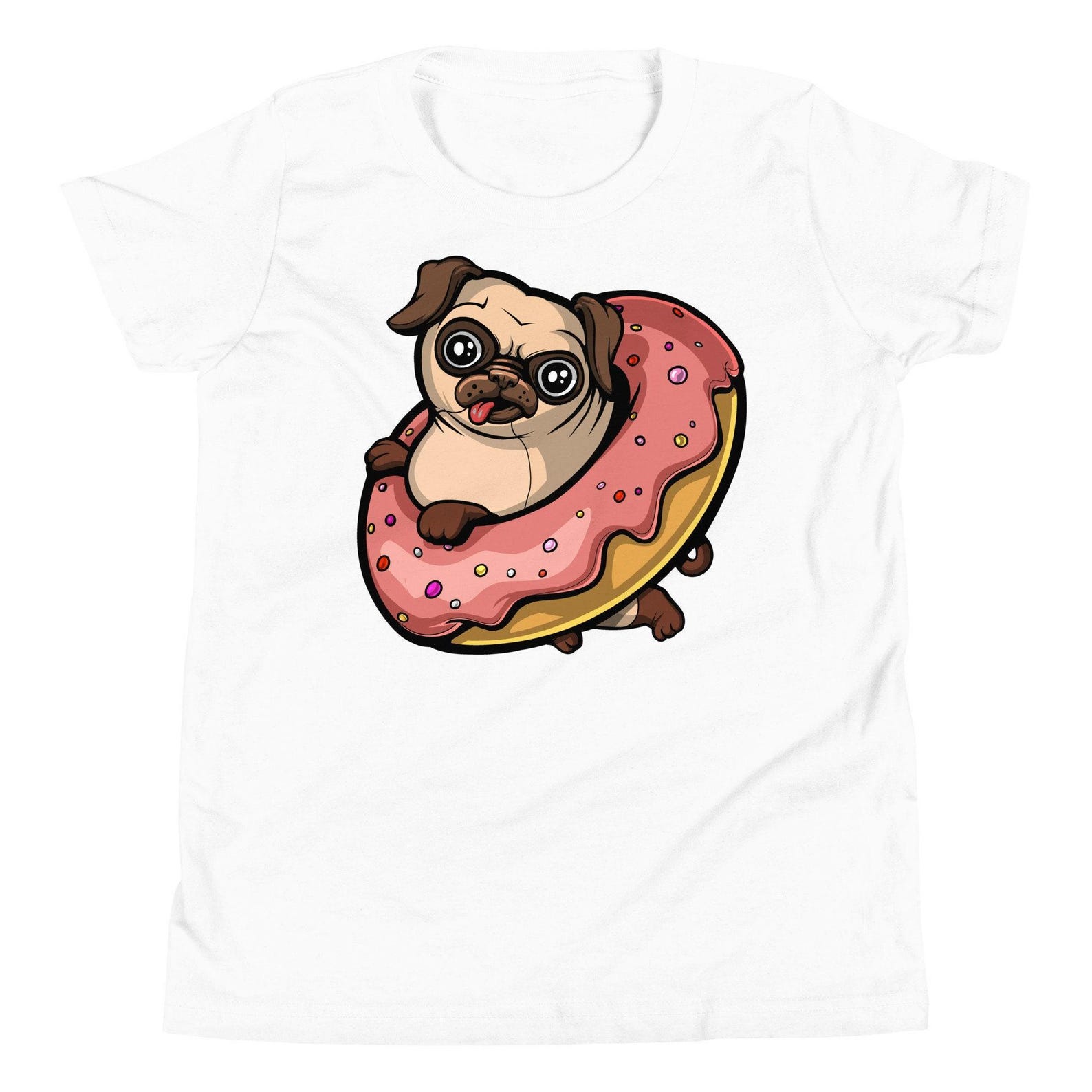 Pug Donut Kids Shirt, Pug Dog Boys Tees, Funny Pug Clothing, Kids Donut T-Shirts, Pug Kids Clothes, Pug Lover Gifts, Cute Pug Apparel 100