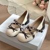 Retro Runde Zehenpartie Mary Jane Schuhe Damen Frühling Design Dicke Absatzschuhe 2026 Neu Damen Schmetterlingsknoten Schnalle Party Pumps