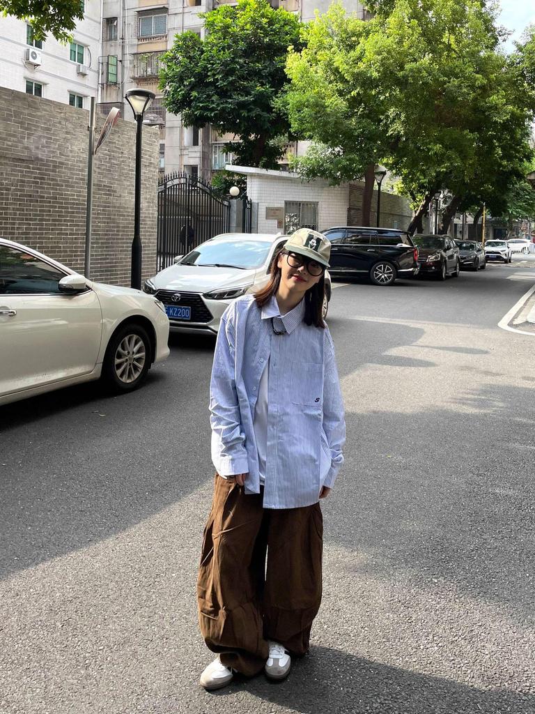 Unisex Japanese Style Coffee Pleated Wide-Leg Workwear Pants