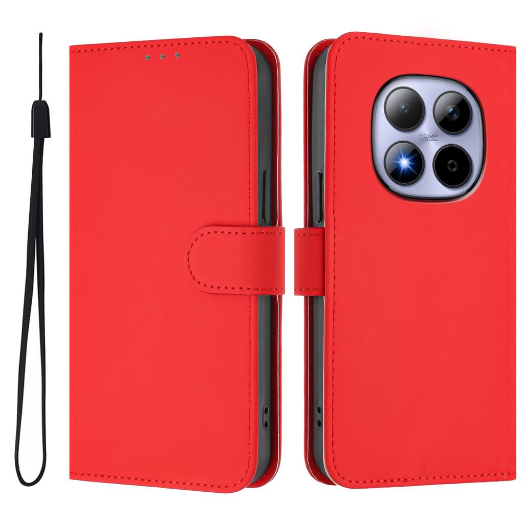 For Xiaomi Redmi Note 15 Pro 5G Case Solid Color Wallet Leather Phone Cover with Strap