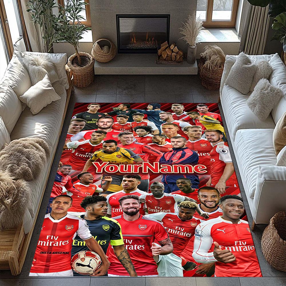Arsenal Customizable Name Floor Rug Office Rug Suitable for Dining Room Entryway Game Room Playrooms Antislip Carpet Decorate Offices