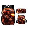 Monster Jam Backpack Pencil Box Shoulder Bag 3Pcs Set Cartoon Printed New Trendy Student School Best Campus Companion