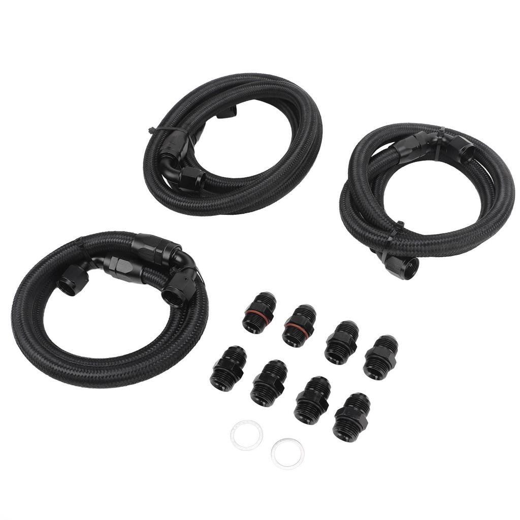 Transmission Cooler Lines Black Anodized Hose Fitting Kit Replacement for Chevy 6.6L for Duramax LLY LBZ LMM 2006‑2010
