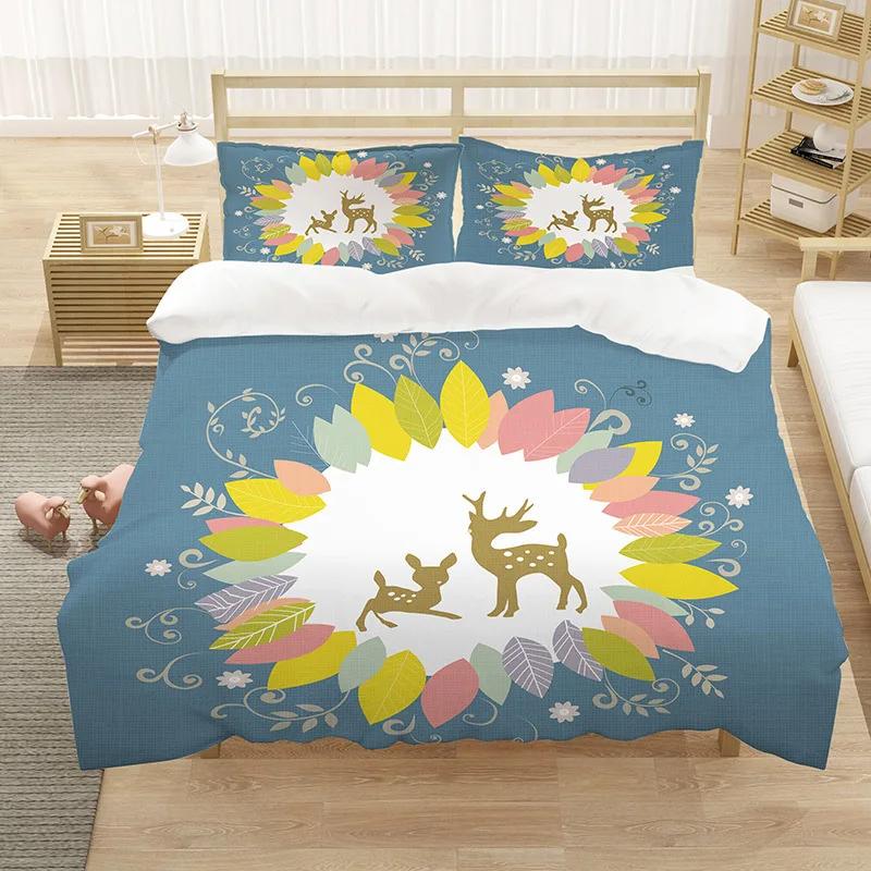 Cartoon King Queen Duvet Cover Cute Animals Bedding Set Kids Boys Girls Octopus Starfish Blue Soft 2/3pcs Polyester Quilt Cover