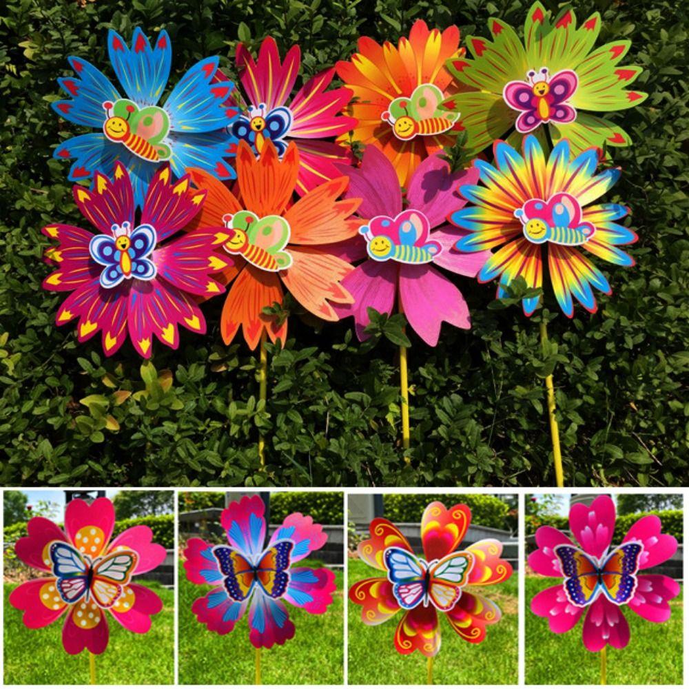 Multistyles Flower Butterfly Windmill Colorful Standing Lawn Flower Pinwheel  Picnic Decor Toys