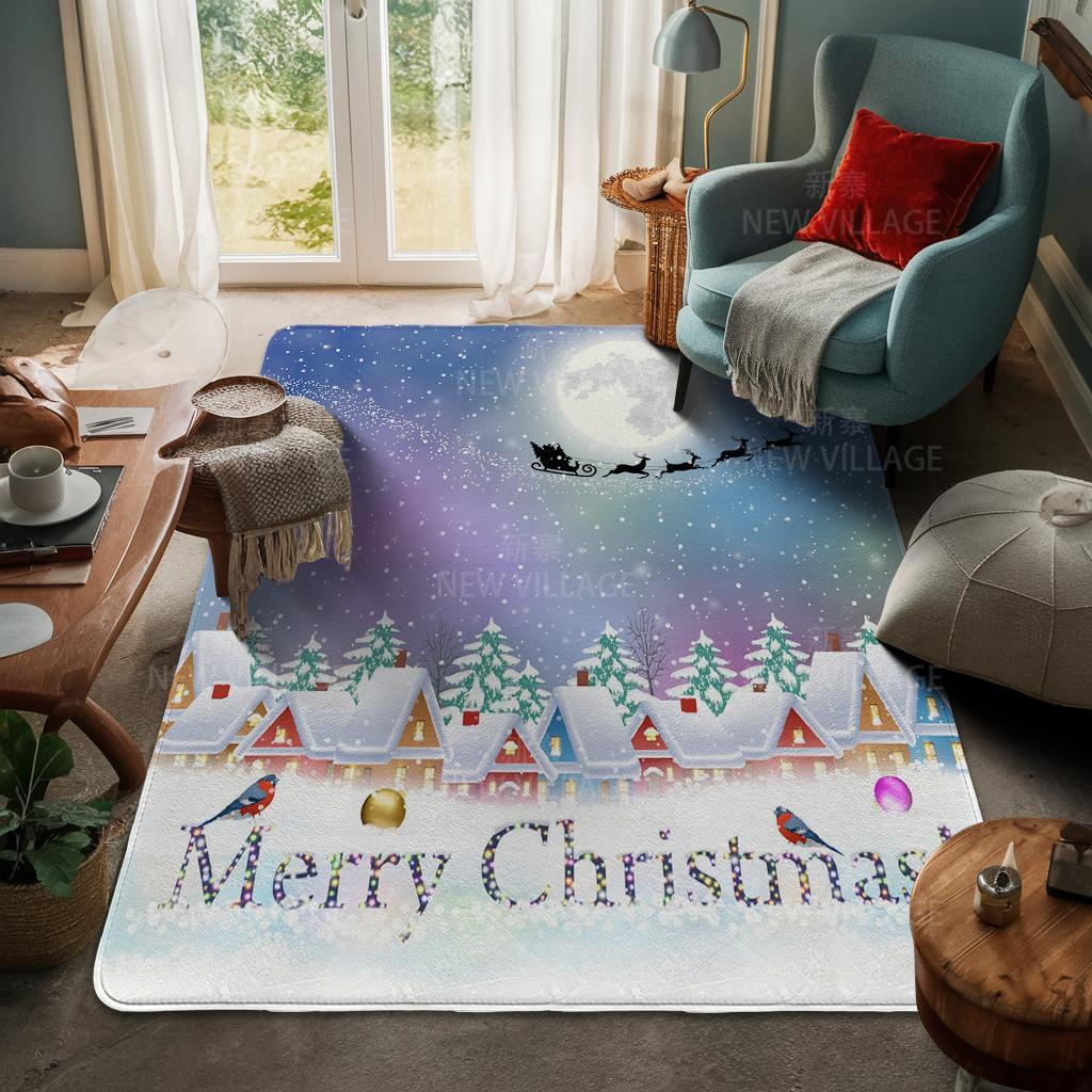 House Entrance Carpet Home Door Mat Living Room Bath Foot Bathroom Non-slip Water Absorption Rugs Bath Merry Christmas Winter