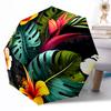 Tropical Leaf Pattern Compact Travel Automatic Umbrella Compact & Durable 8-Rib Design Foldable Design for Outdoor Daily Use Elegant Umbrella