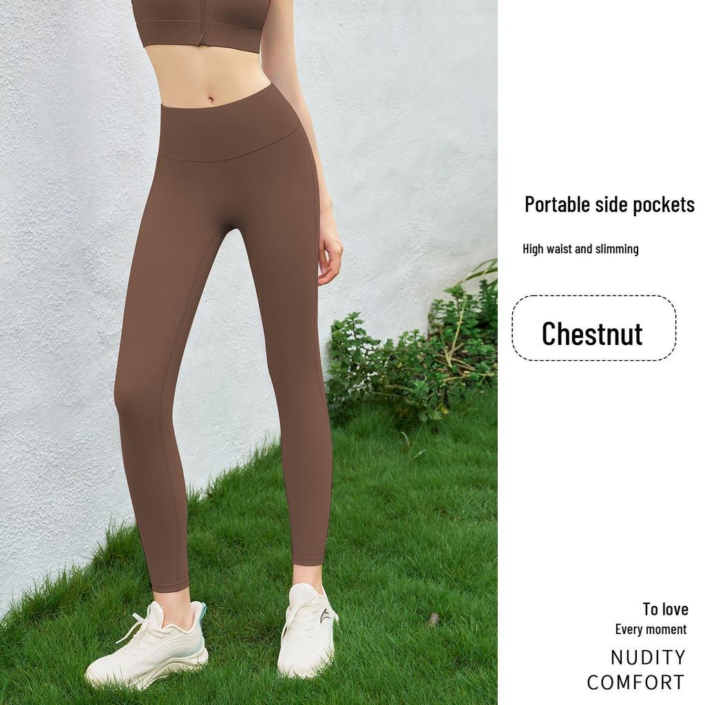 2025 Cloud Feel High Waist Yoga Pants for Women: Brushed Fabric, No Visible Lines, Pocket Design, Peach Lift, Full Length
