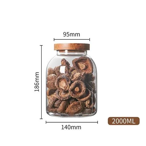  3L Kitchen Glass Jars With Acacia Airtight Lid For Flour And Sugar Baby Food Container Heat Resistant Transparent Glass