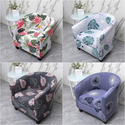 2pcs /Set Club Chair Slipcover Stretch Armchair Covers Printed Tub Chair Cover Sofa Cover Spandex Couch Covers For Bar Counter