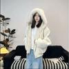 Unisex Hooded Fleece-Lined Cotton Puffer Jacket Winter Warm Short Coat Men Women Casual Streetwear
