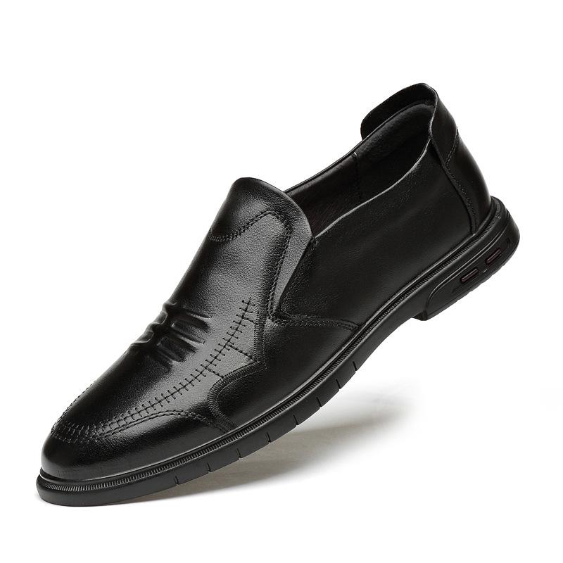 Men s Autumn Casual Cowhide Loafers - British Style, Breathable, Soft Sole, Slip-on. 37