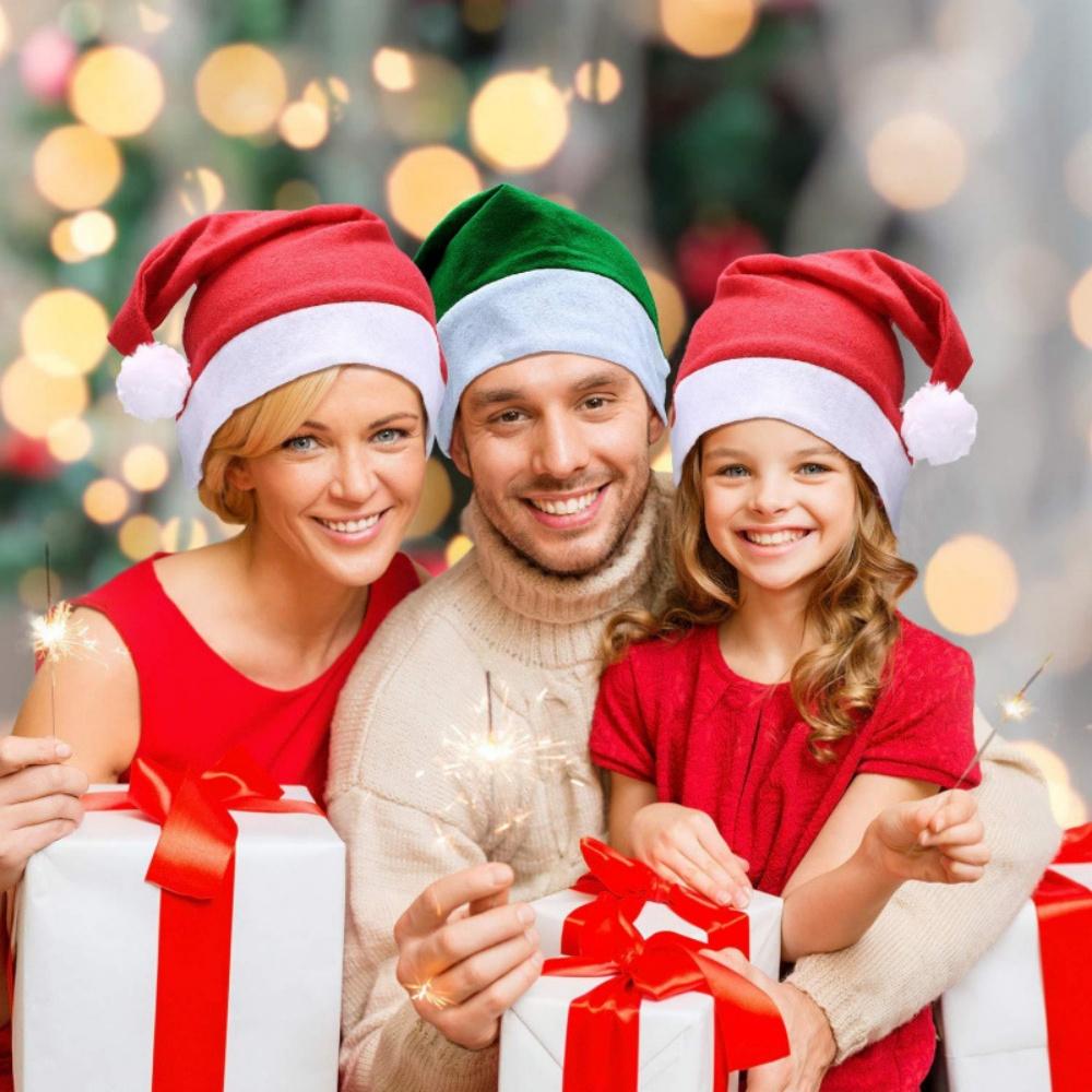 Červená nadýchaná vánoční čepice pro dospělé a děti, čepice Santa Clause, měkká plyšová čepice, vánoční dekorace, dárek na novoroční oslavu