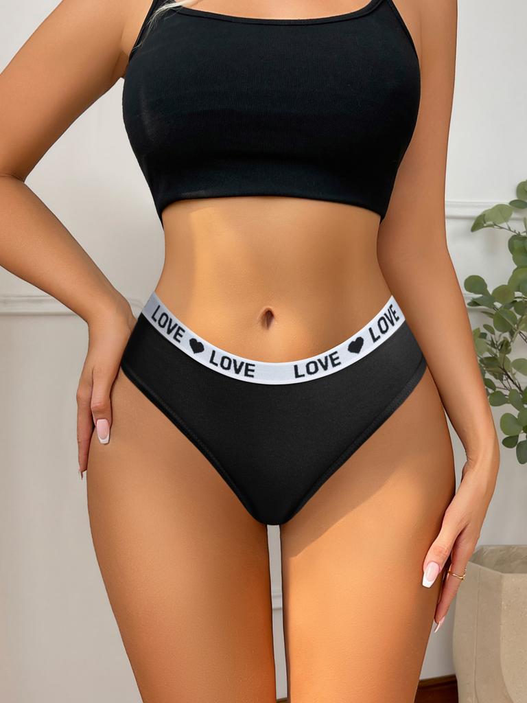 7Pcs European Style Low Waisted Sexy Antibacterial Buttocks Enhancing Underwear for Women Simple Comfortable Breathable Letter