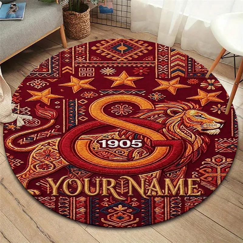 Galatasaray S Custom Name Round Area Rug,Carpet Rug for Living Room Bedroom Sofa Playroom Decor,Non-slip Floor Mat