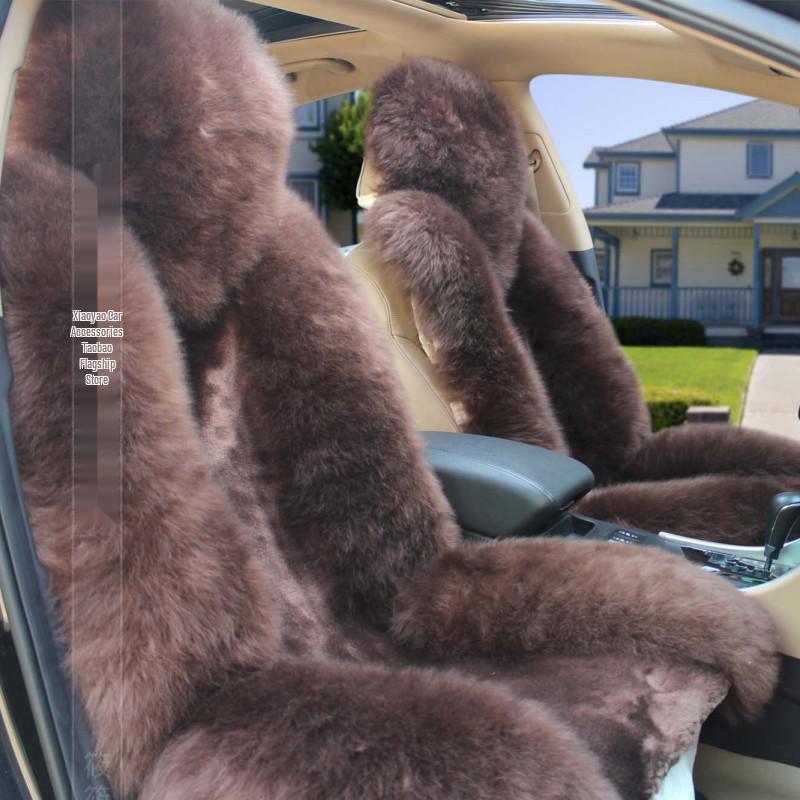 One-Piece Wool Car Seat Cushion - Plush Fur Winter Pad