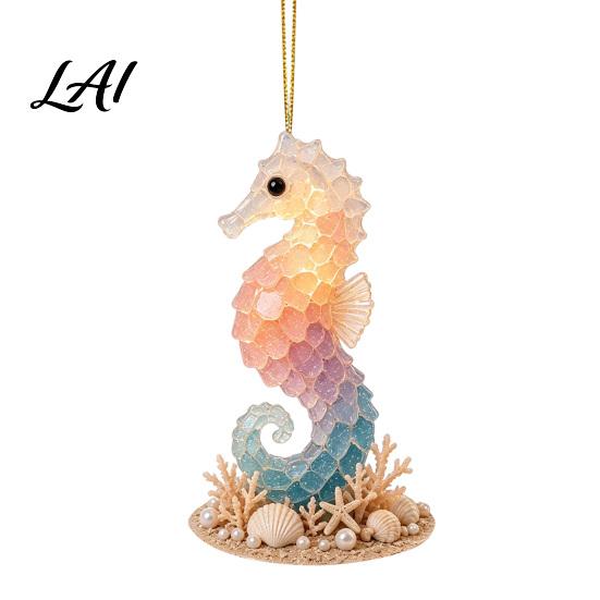 Weihnachtsgeschenke für die Familie Meeres-Thema Ornamente 2D Flaches Acryl Hängende Dekoration mit Meerestier Individuelle Baumschmuck-Designs Feiertagsdekorationen