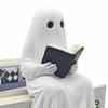 Cute Spooky Ghost Figurine Sitting Halloween Ghost Figurine Gift Ghost Reading Statue  Office Decor