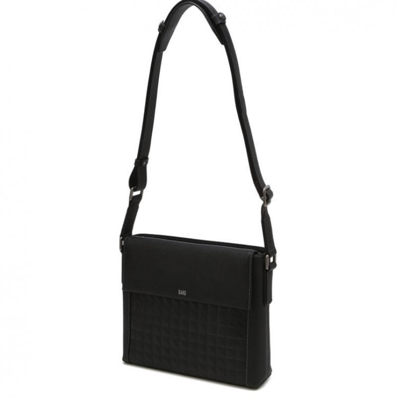 Daks Black Cowhide Crossbody Bag Grid Pattern Dbba3f263bk