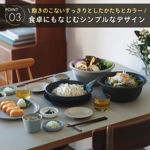 Marna 21cm Colander Bowl (Microwave/Heat-Resistant/Stackable) with Tray, Colander and Bowl Set, Heat-Resistant Bowl, Dishwasher-Safe, Gray, K809GY (Ma