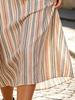 Women Summer Striped Sleeveless Midi Dress V Neck Empire Waist Loose Linen Look Sundress Bohemian City Holiday Outfit