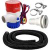 3/4 Inch Outlet Dia Bilge Pump Kit, 6.5 Ft Hose, 12v 750 GPH Water Pump, Premium Quality Kinkfree Flexible PVC Hose, Package Include Thru Hull