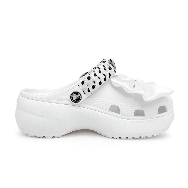 Crocs Classic Platform Clog Qingshan Polka Dot Butterfly EVA Fairy Style Harbour Style Hole Shoes Women's White