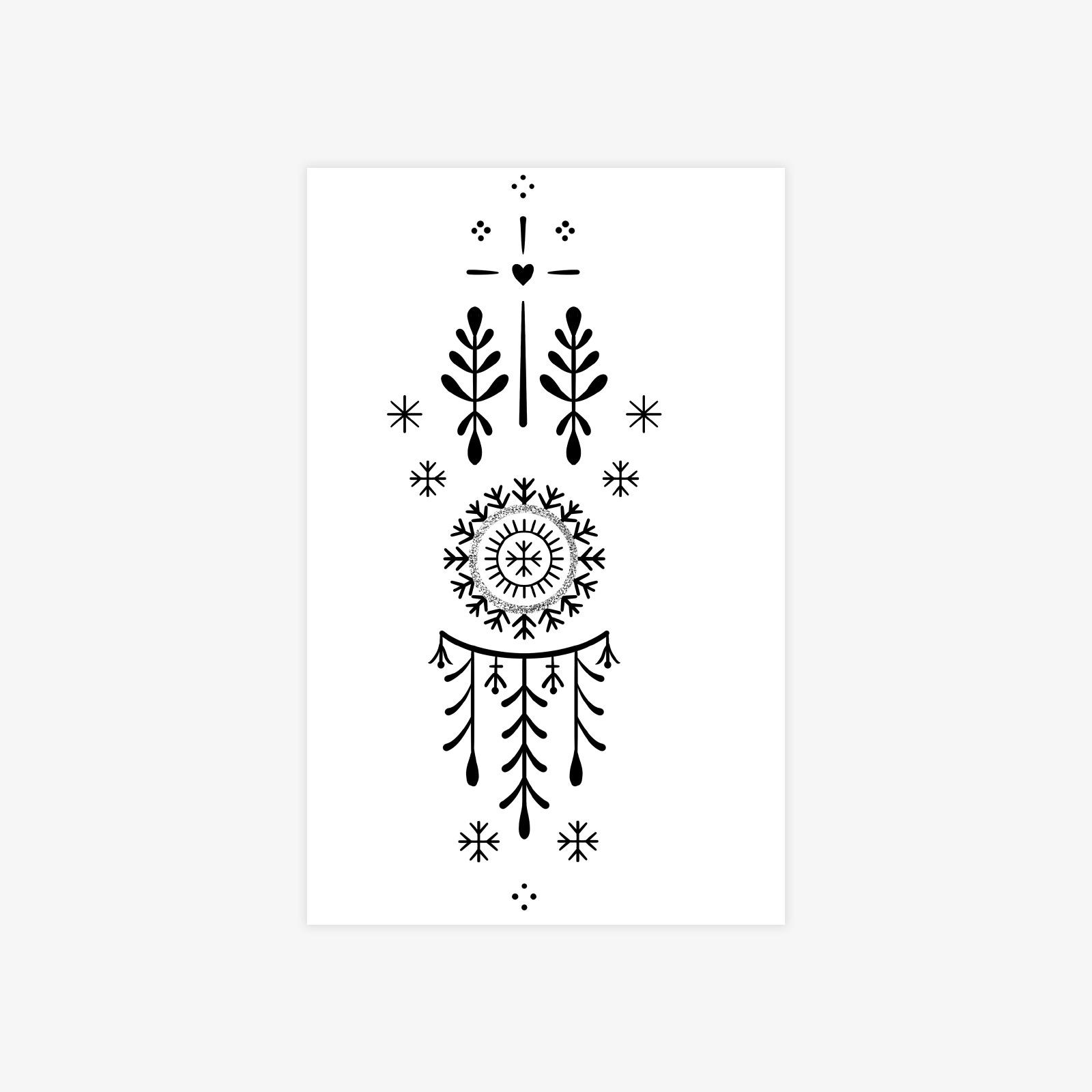 

Dark Domineering Tattoo Sticker Waterproof Female Long-Lasting Flower Totem Hand Waist And Abdomen Tattoo Sticker 12*19