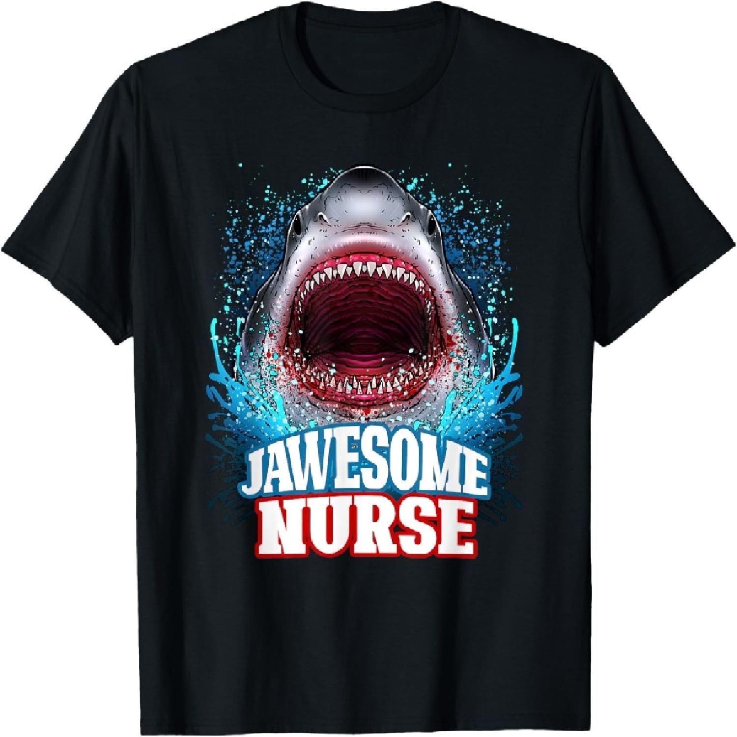 Jawesome Nurse Nursing RN Great White Shark Beach Vacation T-Shirt S