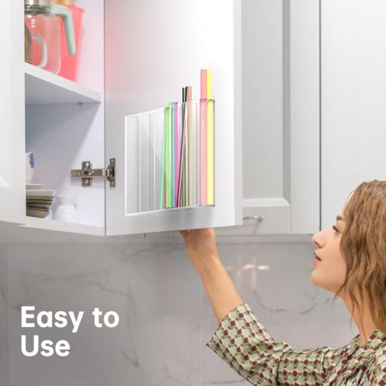 1/2 шт. Акриловый держатель для соломинок Прозрачный дизайн Легко чистится Самоклеящийся Многоразовый органайзер для соломинок Кухонные аксессуары 1pc