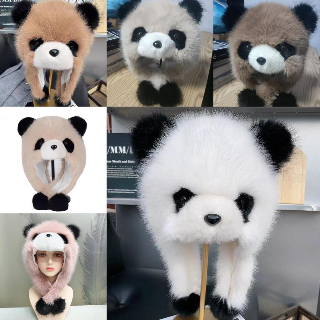 Panda Plush Hat For Women Kids Winter Warmth With Earmuff Protection