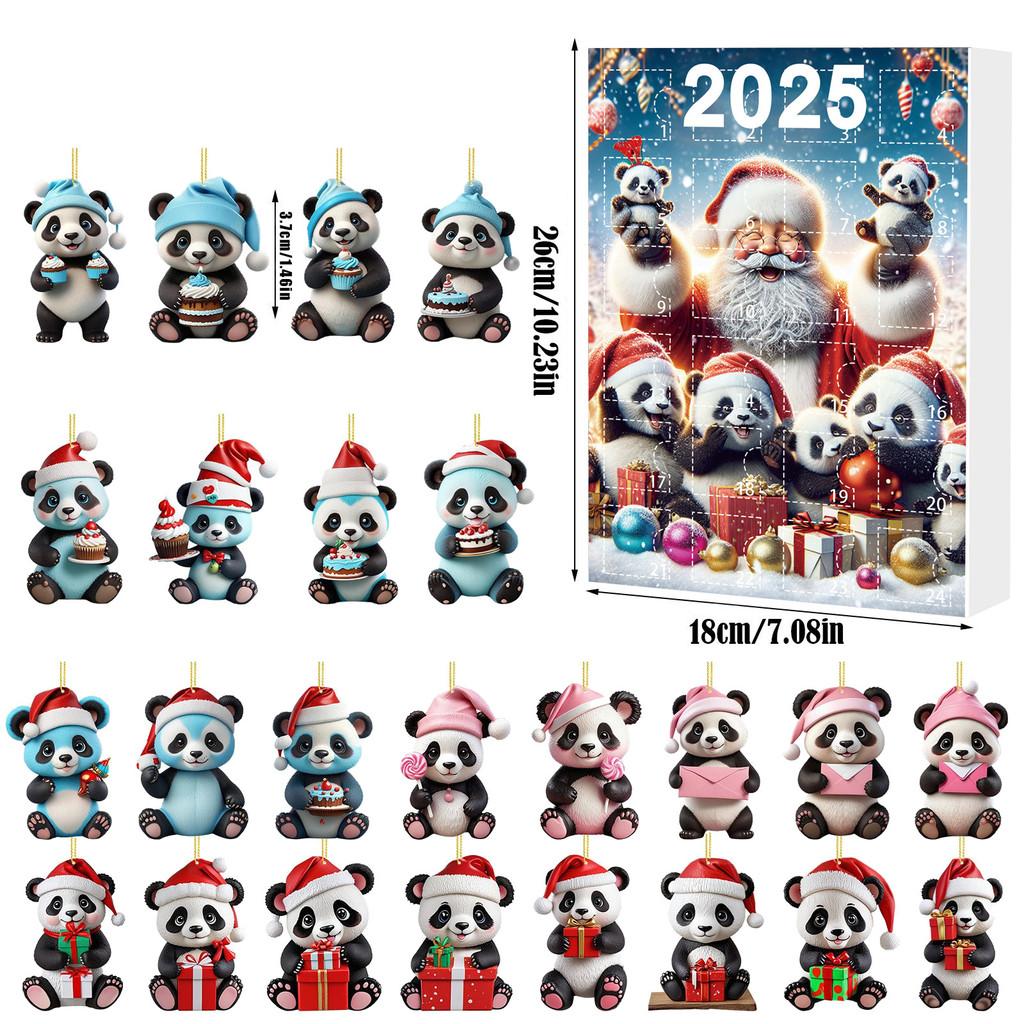 Christmas Panda Countdown Calendar With Acrylic Components For Holiday Decor Gift For Kids
