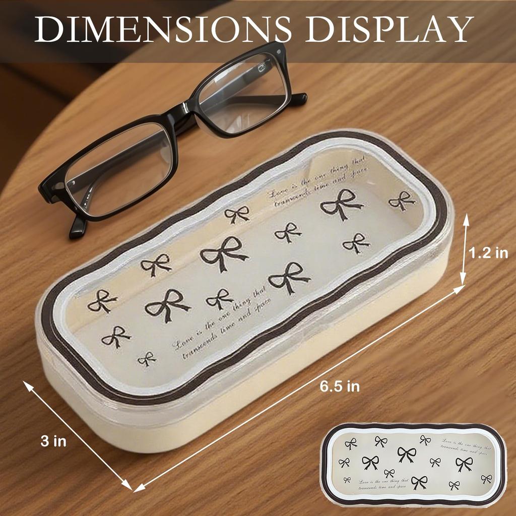 Minimalist Floral Bow Wavy Eyeglass Case,Creative Personalized Glasses Storage Box, Butterfly Kitty Eyewear Holder For Students