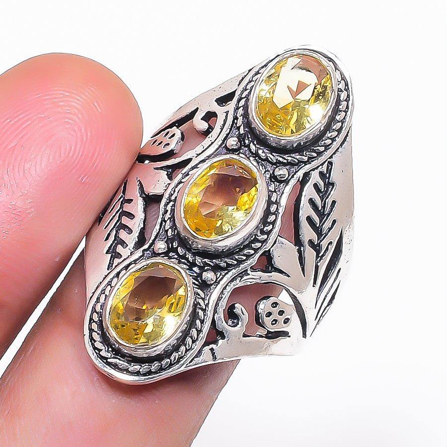 

Кольцо из серебра 925 пробы с натуральным цитрином, размер 10, p7g19