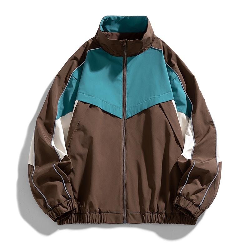 Herren S Vintage Farbblock Stehkragen Locker Lässig Sportjacke