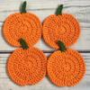 Halloween Fabric Handmade Pumpkin Coasters Yarn Drink Mats Kitchen Dining Tableware Heat Resistant Decor Gift