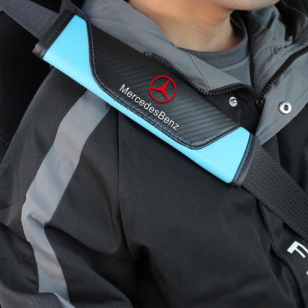 GLC GLB 2pcs Seat Belt Covers Car Safety belt cover For Adults Youth Kids Carbon Fiber PU For Benz AMG W202 Auto Accessories In