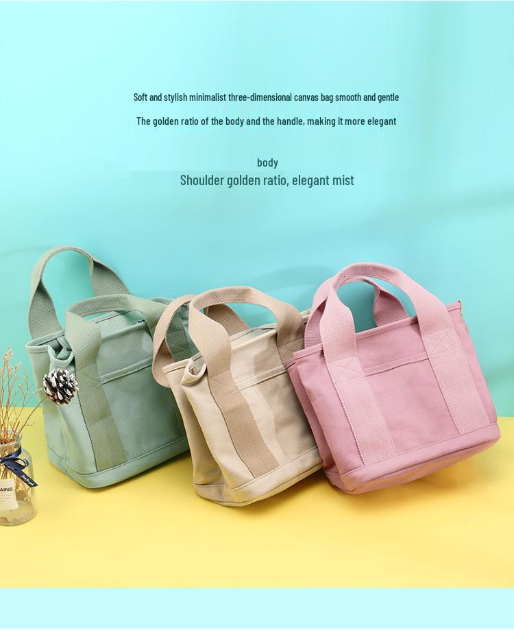 Compact Mille-Feuille Zippered Canvas Tote – Niche Single Shoulder Handbag