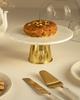 Marble Brass Cake Stand with Knife Server Set, Wedding Cutting Set