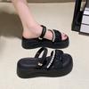 Two Wearing Roman Sandals Women's 2025 Summer New Versatile Fairy Style with Skirt Rhinestone Platform Beach Slippers