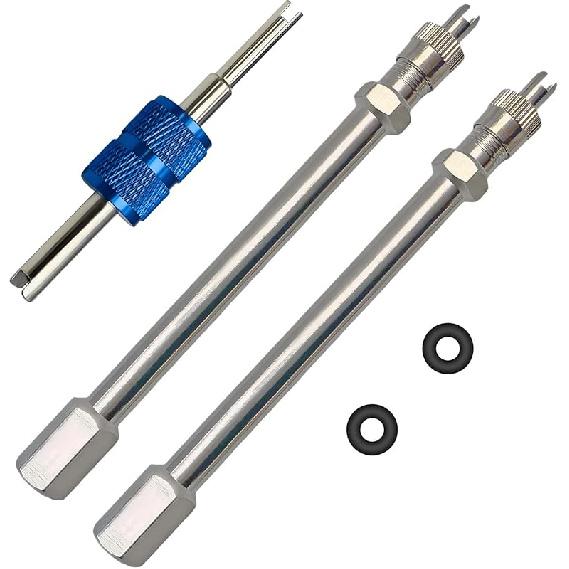 4Inch Dually Valve Stem Extenders,Set Of 2Pcs,Heavey Duty,100Mm Straight Metal Dual Wheel Valve Stem Extensions For Truck Tires, RV Tires, Motorhome,