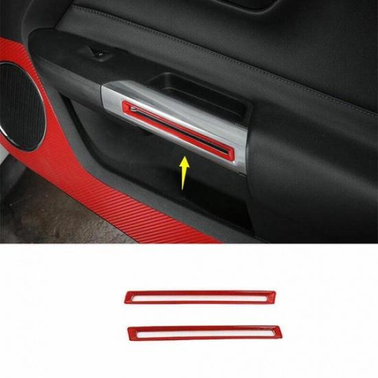 For Ford Mustang 2015- Gloss Red Interior Door Handle Cover Decoration 2PCS