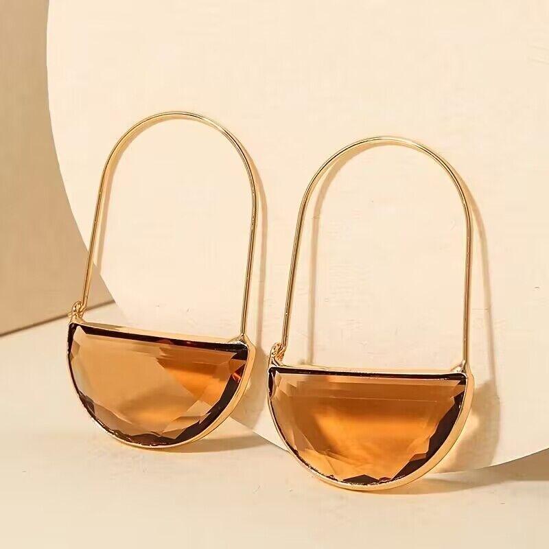 

Vintage Semi Circle Green Resin Earrings Fashion Geometric Statement Earrings For Women Party Wedding Jewelry жовтий