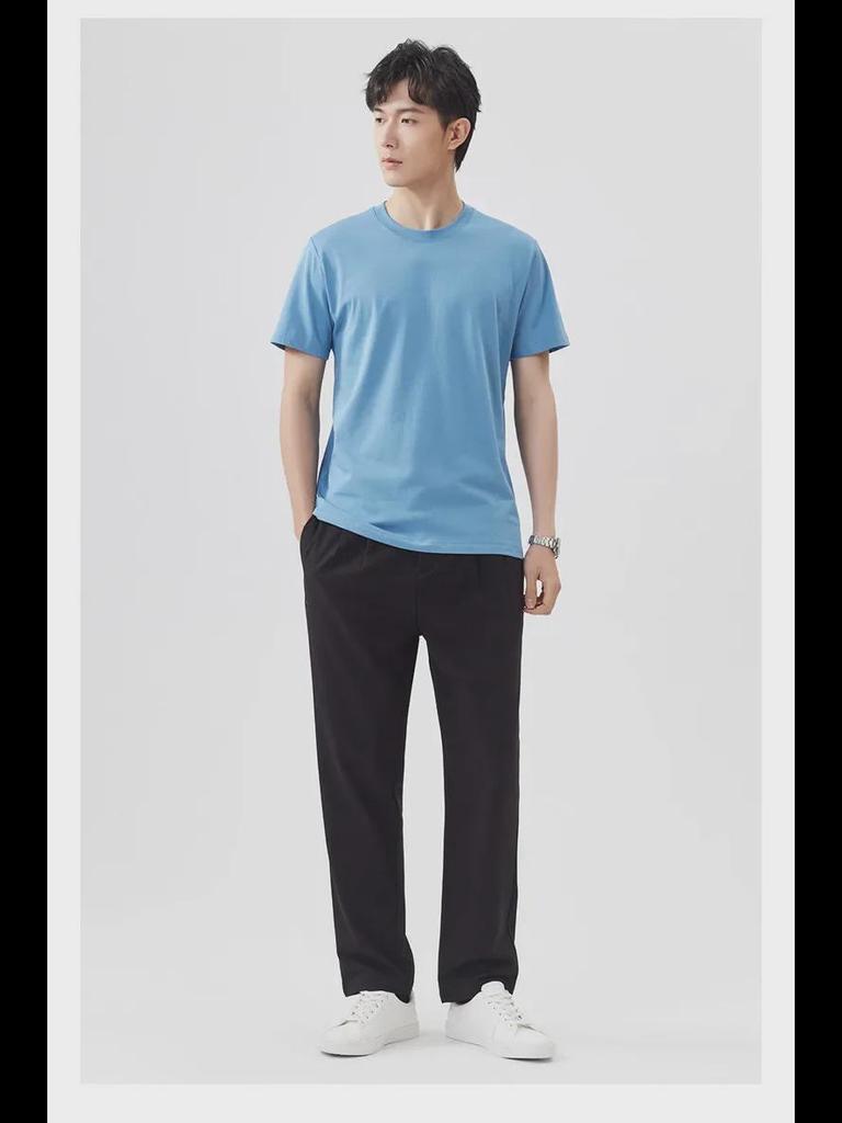 240g Men's High-End Supima Cotton White T-Shirt - Short-Sleeve, Round Neck, Spring/Summer Inner Wear