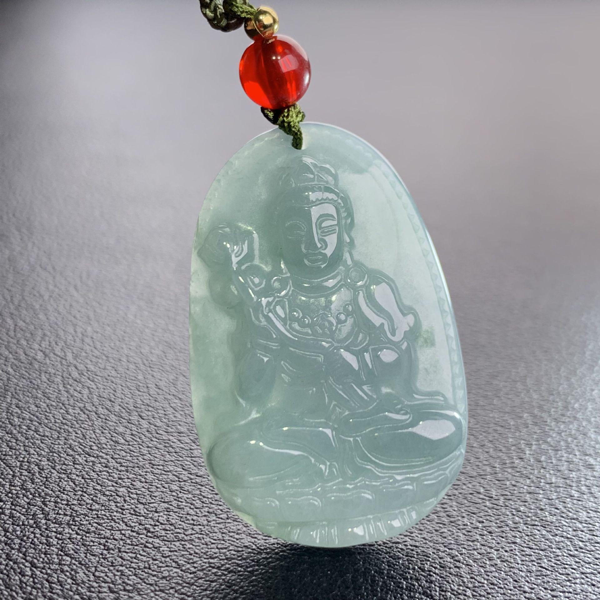 A-Grade Natural Jade Zodiac Birth Year Buddha - Samantabhadra  Manjushri Bodhisattva Temple Artifacts.